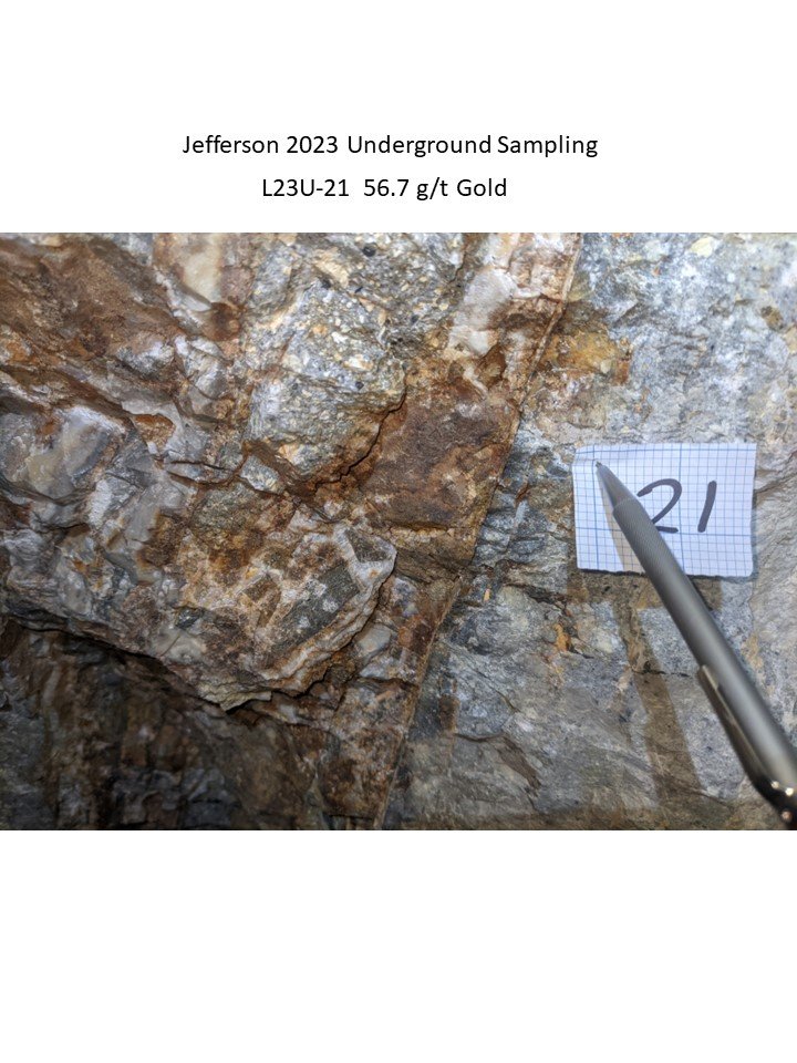 High-Grade Gold Sample L23U-21 at 56.7 g/t